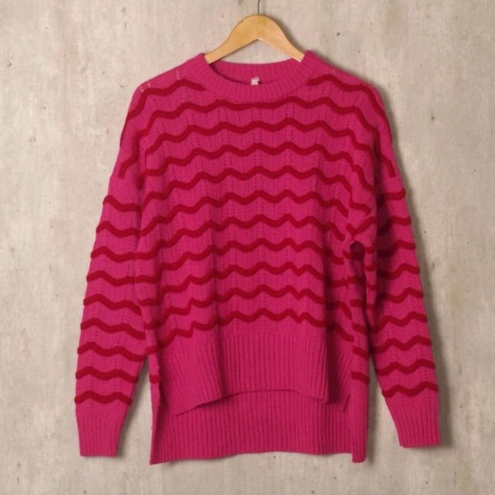 Blue Steel Knit Sweater S pink and red